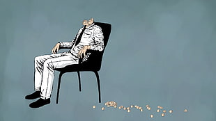 man sitting on chair illustration HD wallpaper